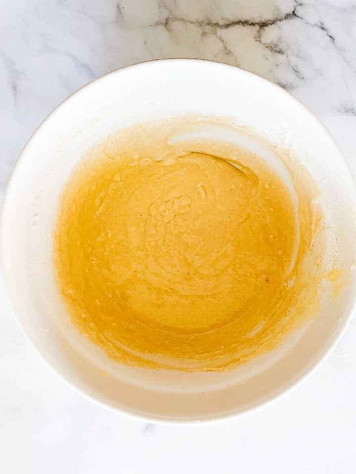 My version of Edna Lewis' Busy Day Cake is a winner - simple ingredients come together to make the most perfectly tender, lightly sweet cake. Busy day cake batter in a bowl.