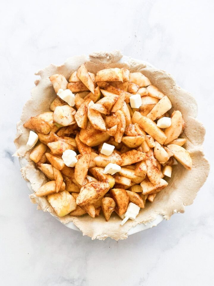 Delicious Gravenstein Apple Pie makes the most of the apple's short season. Make this pie when Gravs are in season - you won't regret it! Butter is added to the pie filling.