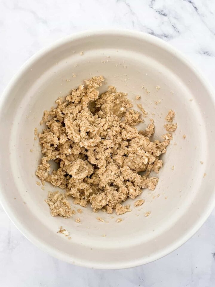 These whole wheat flour chocolate chip cookies will quickly replace your old favorite chocolate chip cookie recipe. They are THE BEST. Butter and sugar creamed in a bowl.