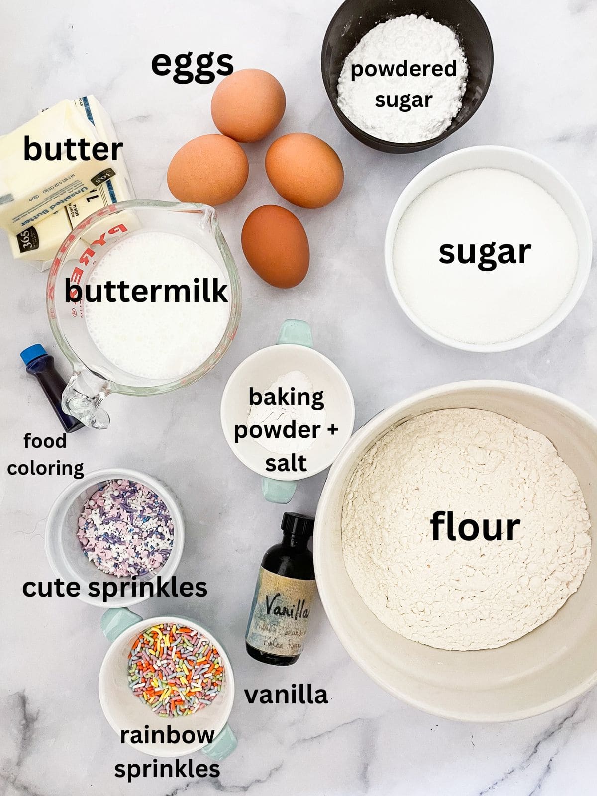 Ingredients for unicorn bars are text-labeled.