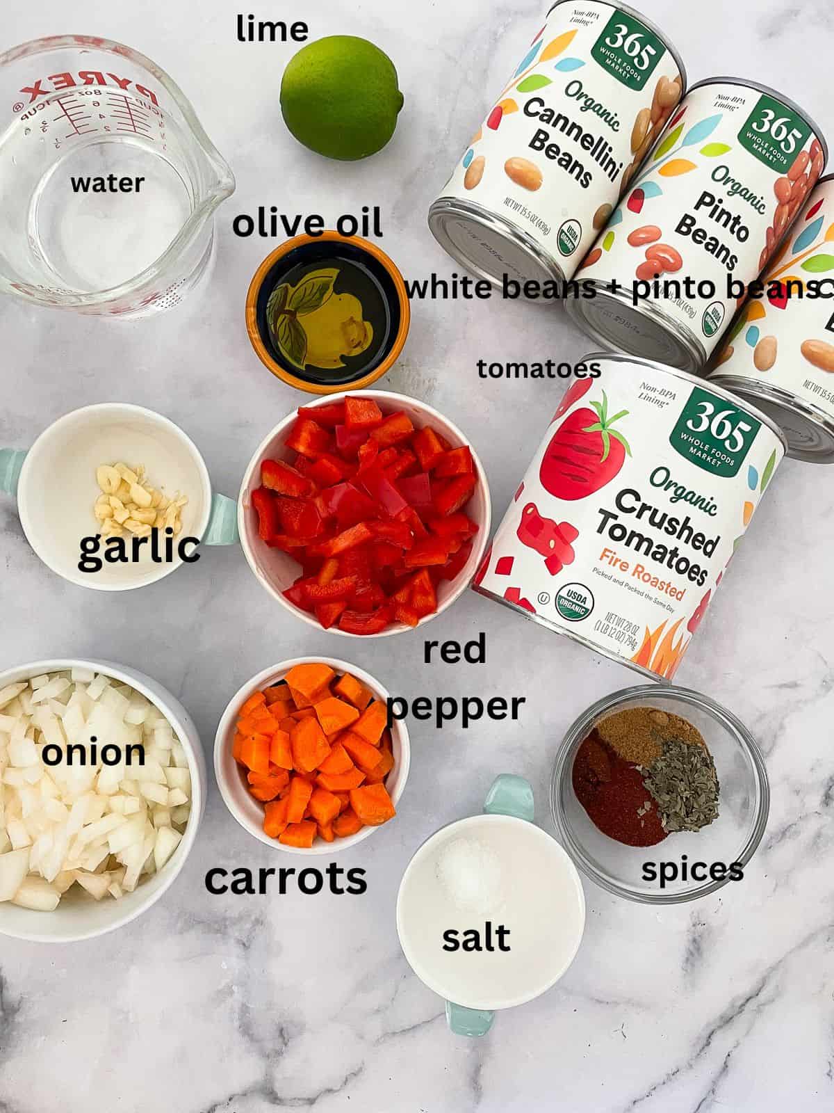 Dig into a hearty bowl of vegetarian white chili that features tender white beans swirled in a rich tomatoey base.