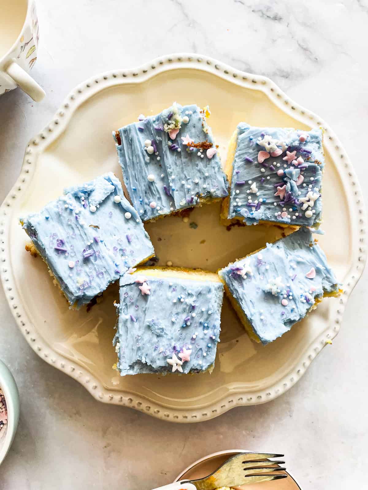 Slices of buttermilk cake on a plate.