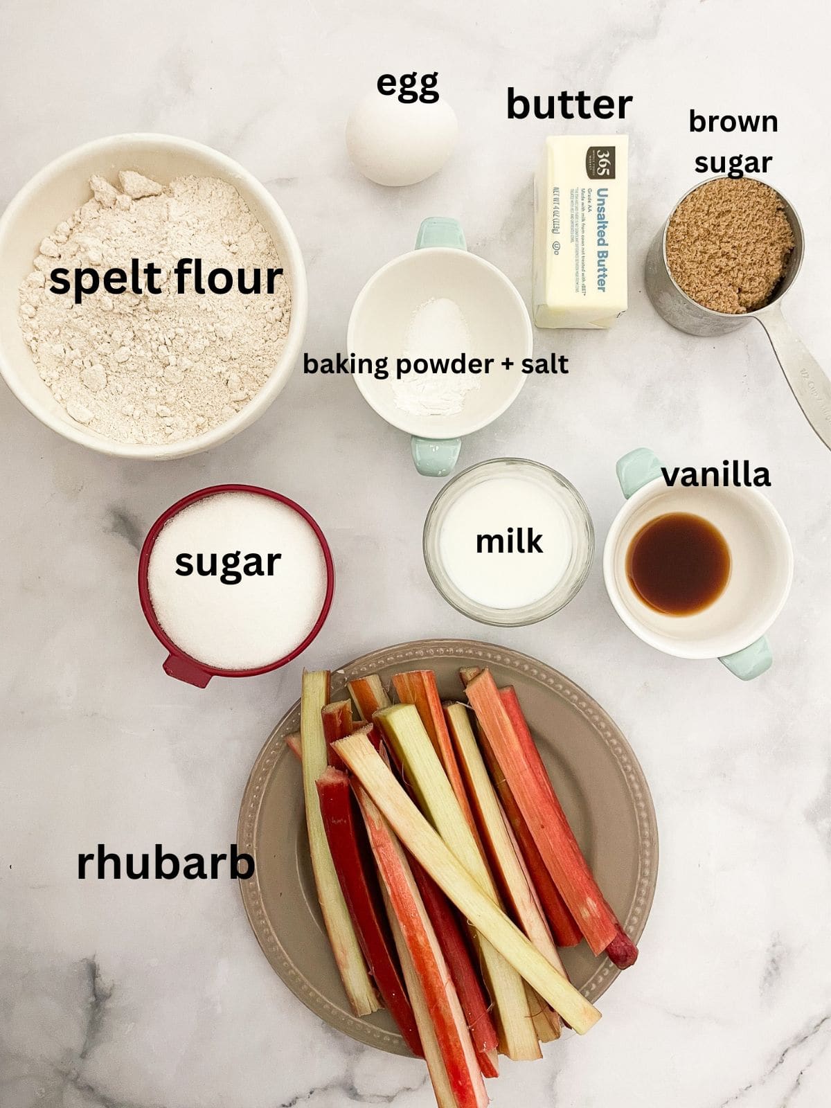 This gorgeous upside-down rhubarb cake drapes buttery rhubarb over a vanilla-scented cake for a beautiful, summery treat. Ingredients for upside-down rhubarb cake.